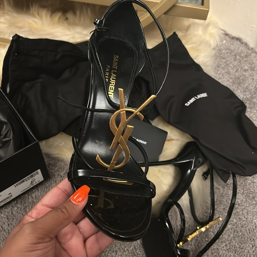 Authentic Black Casandra ysl shoes